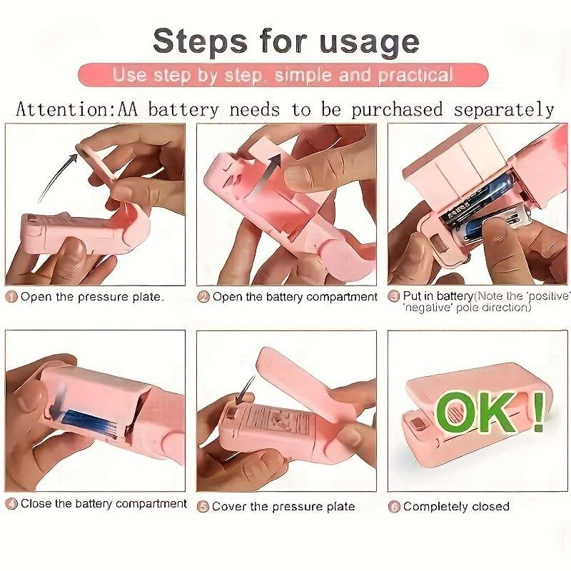 Portable vacuum food sealer, handheld heat sealer for plastic bags, small and easy to use, no need f