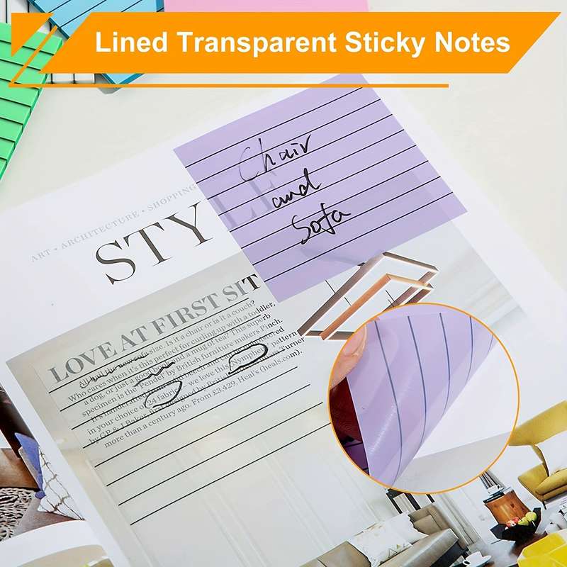 300 Clear Sticky Notes With Lines