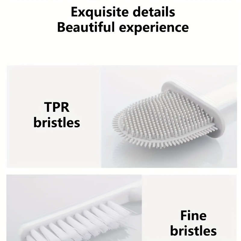 Wall-mounted toilet brush set, silicone head bathroom cleaning kit, ergonomic design, comes with 2 b