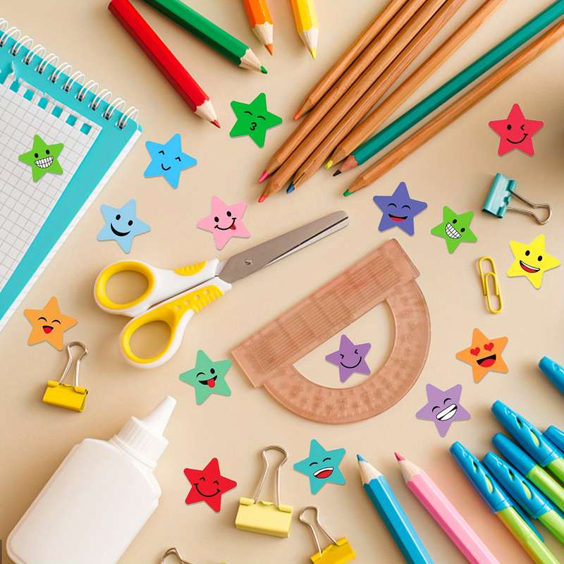 1500 Star Stickers 15 Designs Smiley Faces