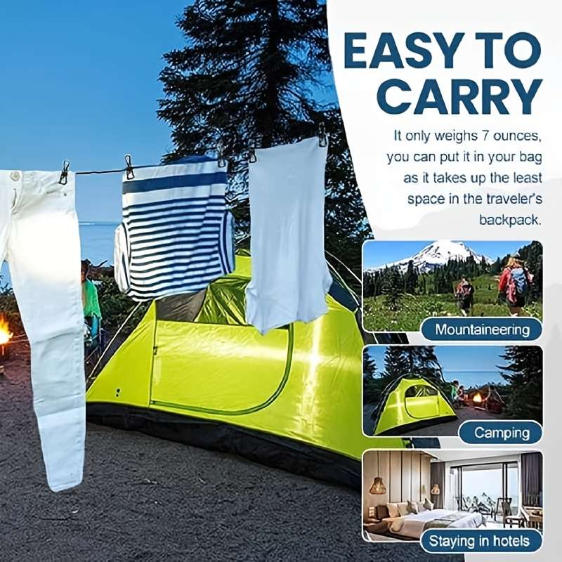 Retractable Portable Clothesline With 12 Clothespins