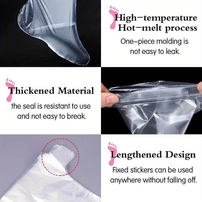 100 Transparent Disposable Pe Plastic Foot Bags