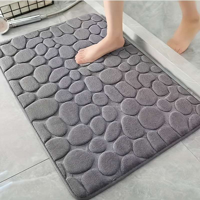 Non-Slip Bathroom Mat with PVC Backing - Machine Washable, Knitted Fabric Rectangular Bathroom Mat,