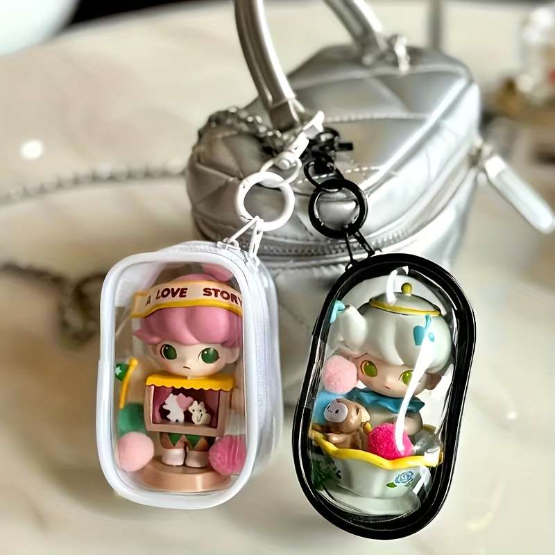Pvc Transparent Zipper Storage Bag With Keychain