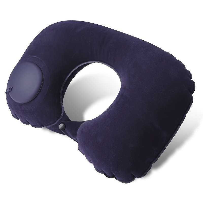 Modern Velvet U-Shaped Inflatable Neck Pillow Automatic Neck Support