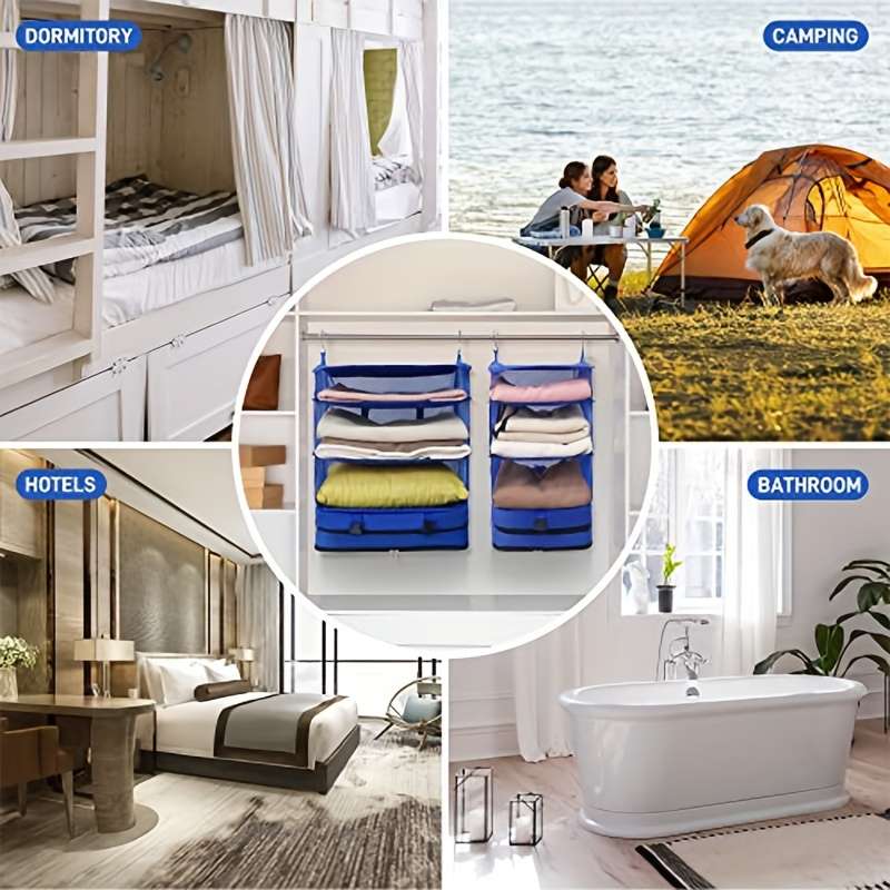 1pc Portable Foldable Hanging Travel Storage Rack