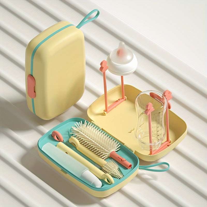 Silicone Bottle And Nipple Brush With Storage Casesilicone Bottle And Nipple Brush With Storage Case