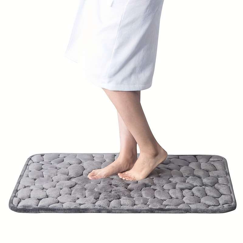 Non-Slip Bathroom Mat with PVC Backing - Machine Washable, Knitted Fabric Rectangular Bathroom Mat,