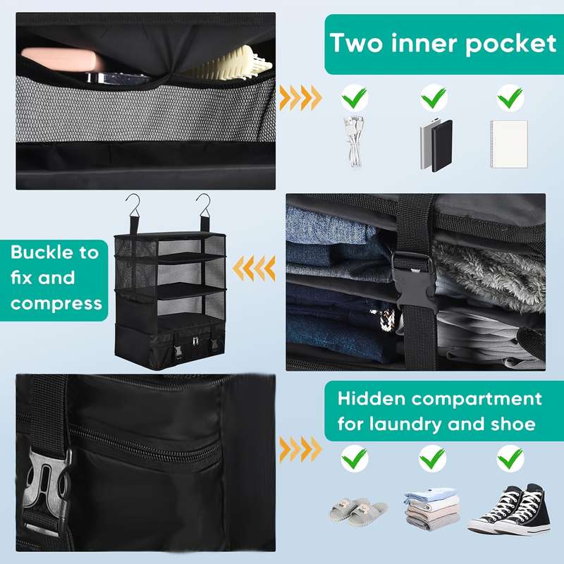 1 x Canvas Hanging Travel Wardrobe Organizer
