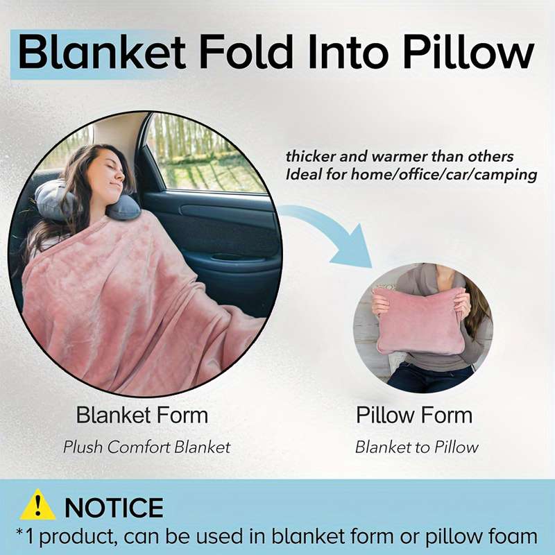 Versatile 4-In-1 Pink Travel Pillow And Blanket Set