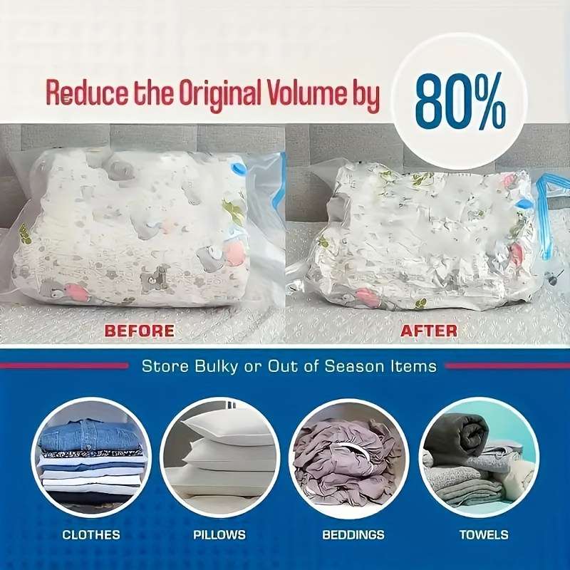 6-Pack Vacuum Storage Bags With Hand Pump
