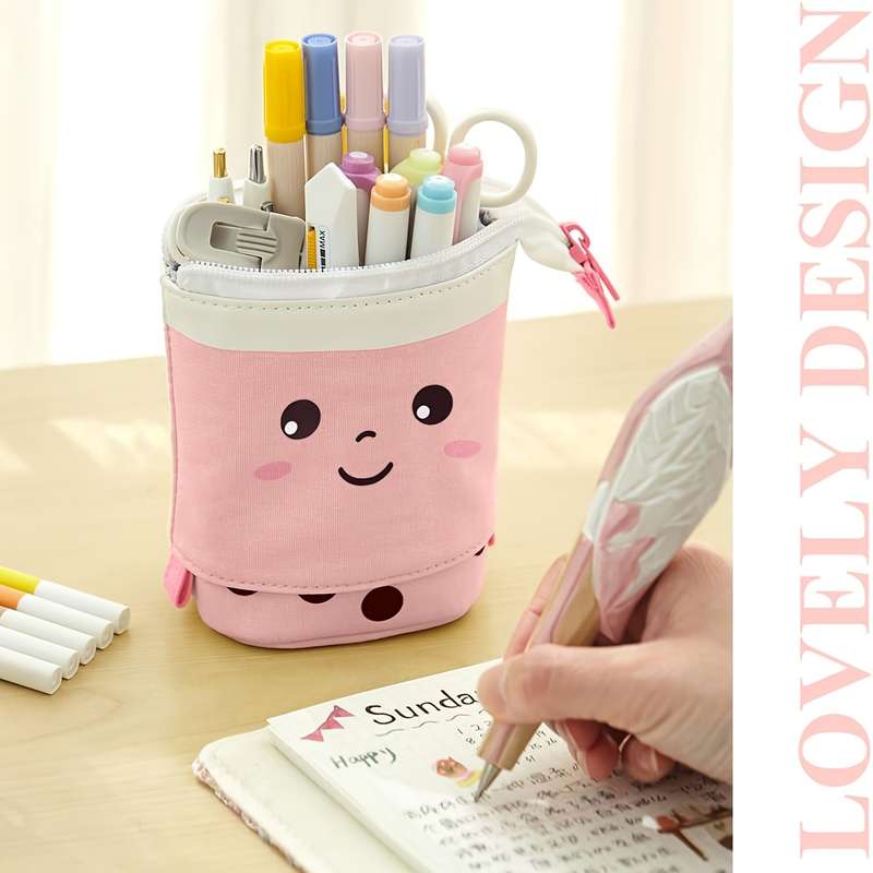 Canvas Pencil Case Milk Tea Design