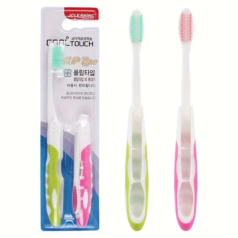 2-Pack Creative Folding Travel Toothbrushes