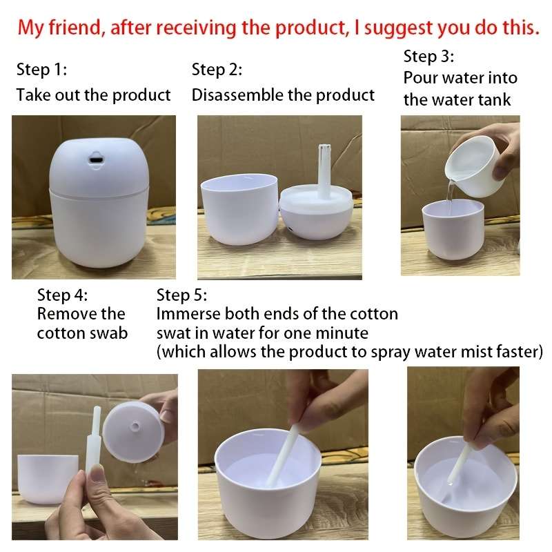 USB Powered Ultrasonic Essential Oil Diffuser 7.44 oz Portable Aromatherapy Humidifier with LED Nig