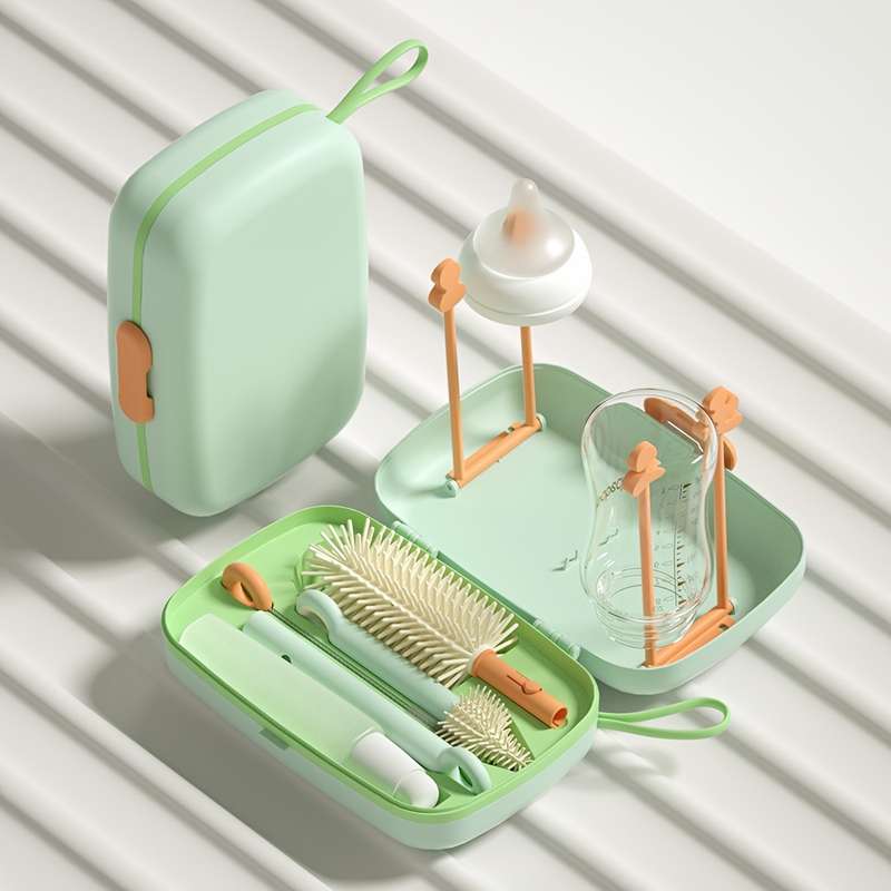 Silicone Bottle And Nipple Brush With Storage Casesilicone Bottle And Nipple Brush With Storage Case