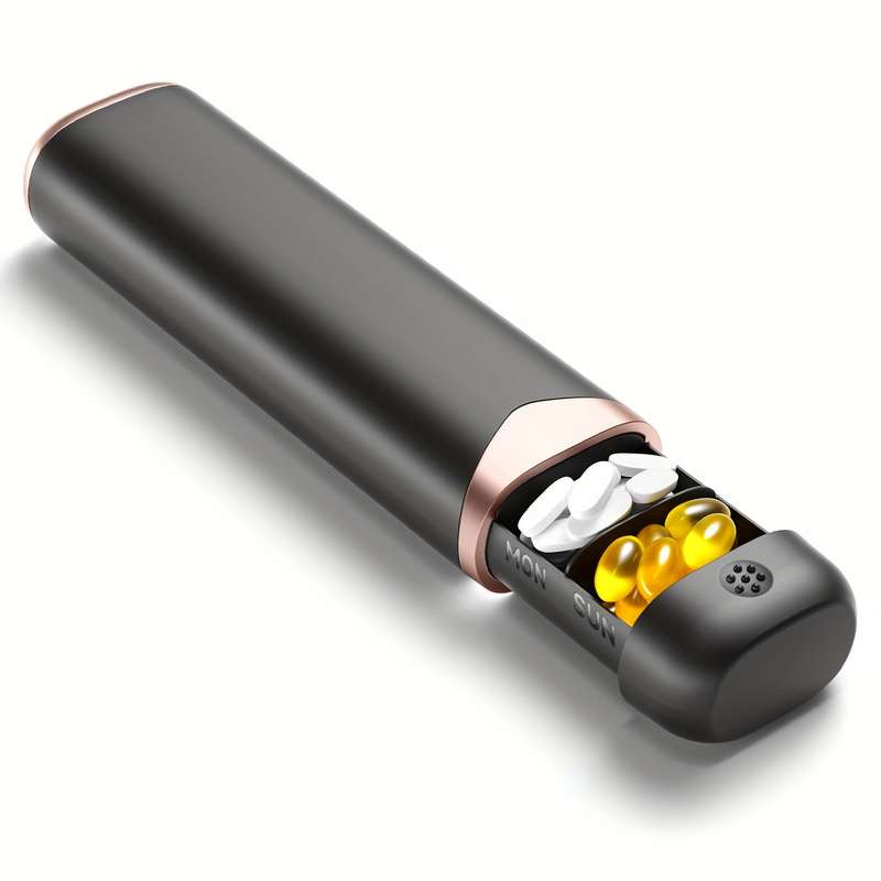 1 Piece Portable 7 Day Pill Organizer Compact Travel Size Pill Box Height 17.5cm