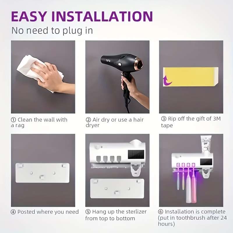 1 Piece Of Smart Uv Disinfection Toothbrush Holder