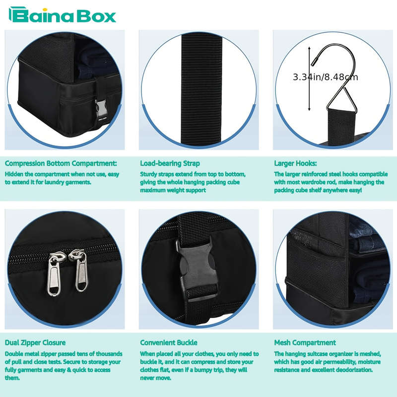 1 x Canvas Hanging Travel Wardrobe Organizer