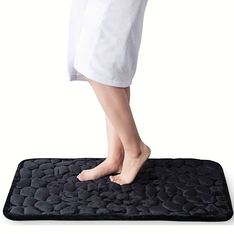 Non-Slip Bathroom Mat with PVC Backing - Machine Washable, Knitted Fabric Rectangular Bathroom Mat,