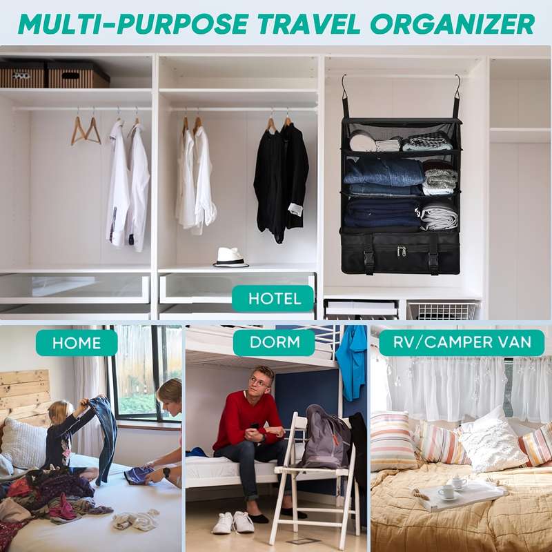 1 x Black Canvas Travel Wardrobe Organizer