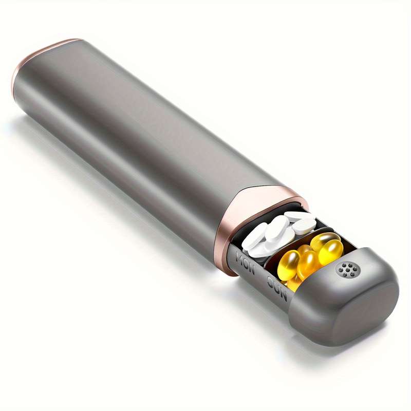 1 Piece Portable 7 Day Pill Organizer Compact Travel Size Pill Box Height 17.5cm