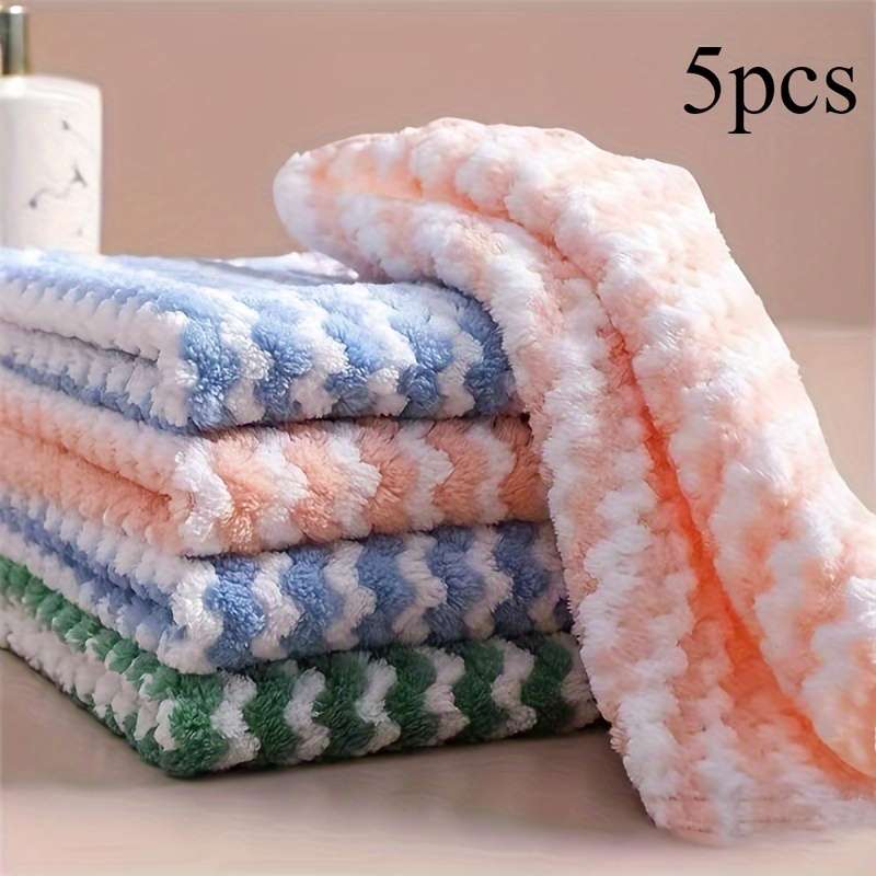 1 Pack Of Microfiber Dishwashing Towels, Thick Coral Fleece Cationic Double-Sided Soft Water-Absorbe