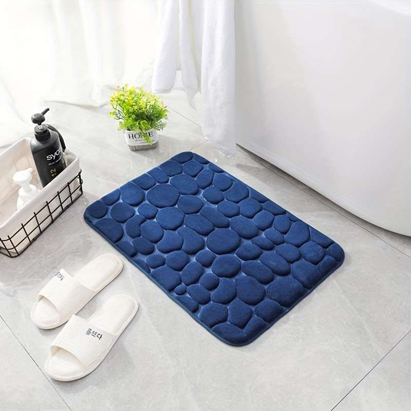 Non-Slip Bathroom Mat with PVC Backing - Machine Washable, Knitted Fabric Rectangular Bathroom Mat,