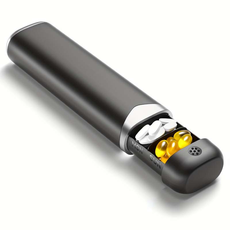 1 Piece Portable 7 Day Pill Organizer Compact Travel Size Pill Box Height 17.5cm