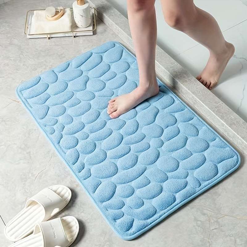 Non-Slip Bathroom Mat with PVC Backing - Machine Washable, Knitted Fabric Rectangular Bathroom Mat,