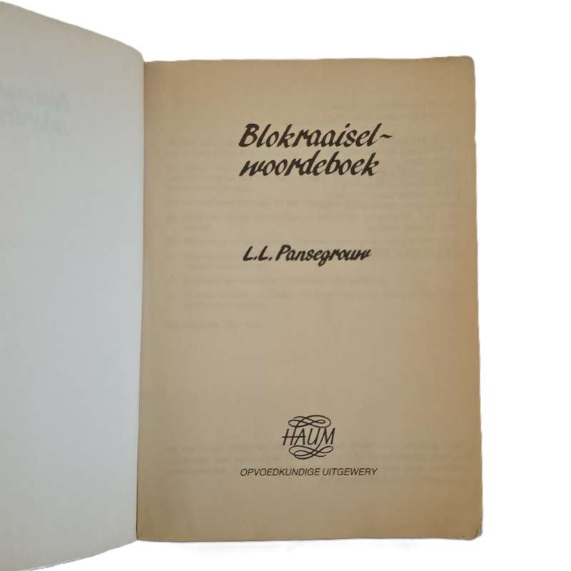 Blokraaisel Woordeboek  LL Pansegrouw 7de Uitgawe, 1986  Afrikaans