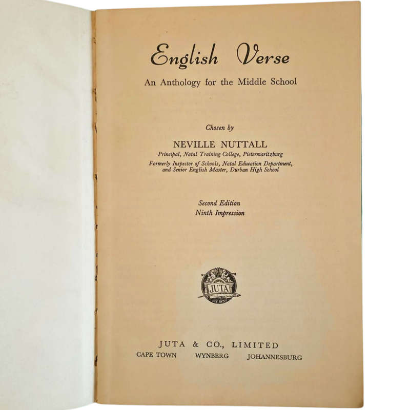 English Verse: An Anthology for the Middle School - Compiled by Neville Nuttall