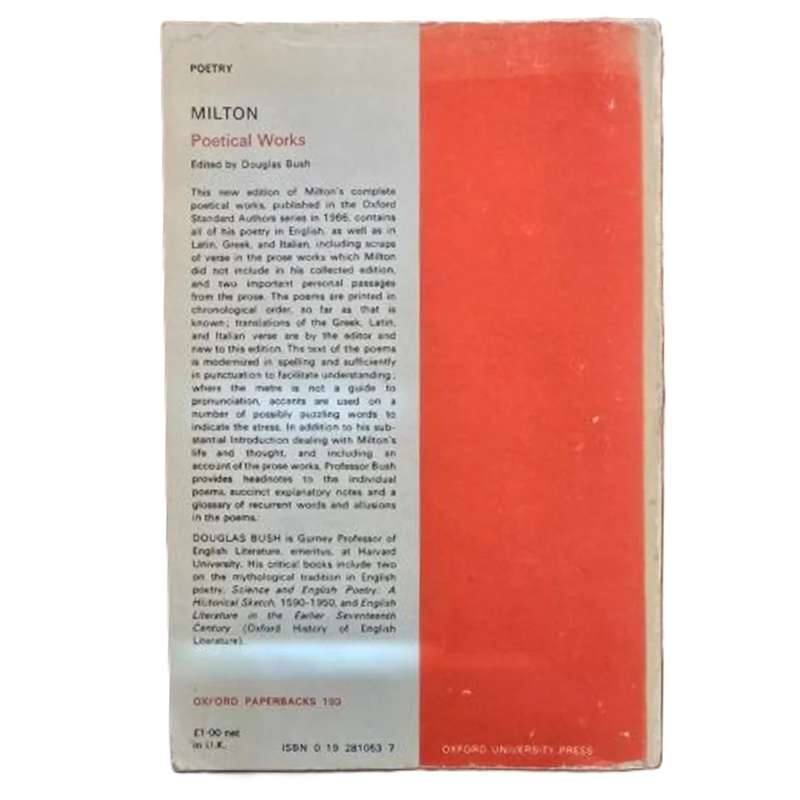 Milton: Poetical Works - edited by Douglas Bush