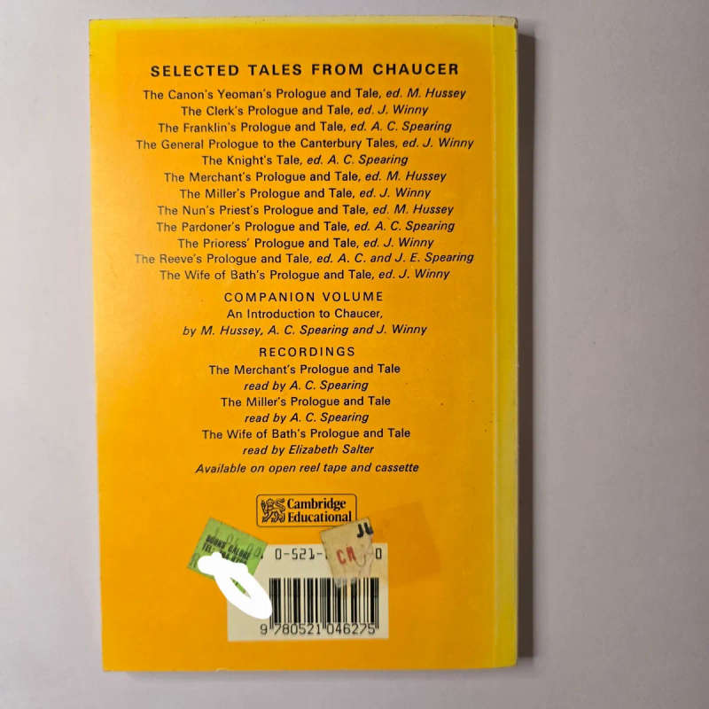 Selected tales from Chaucer: The Pardoner's Prologue and Tale - Edited by AC Spearing