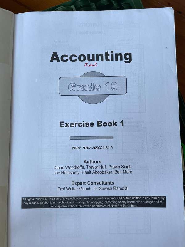 New era accounting Grade 10 Workbook 1 and 2 CAPS APPROVED ( SET OF 2 BOOKS)