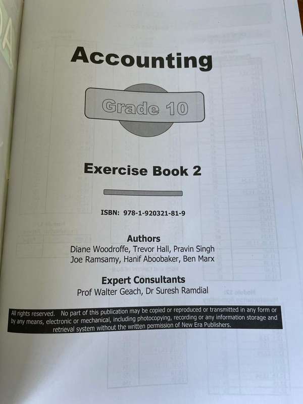 New era accounting Grade 10 Workbook 1 and 2 CAPS APPROVED ( SET OF 2 BOOKS)