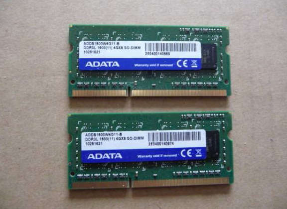 2x 4GB DDR3 1600MHz RAM (1600W4G11-B)  Total 8GB