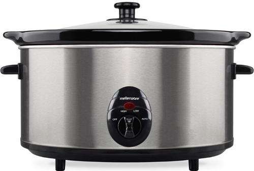 Mellerware Slow Cooker Stainless Steel Brushed 6.5L 320W