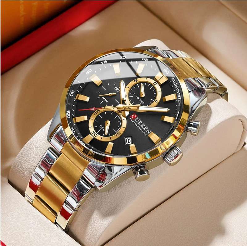 Curren Chronograph Watch (Gold-Black)