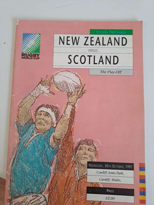 RUGBY WORLD CUP 1991. PROGRAM.  NEW ZEALAND VS SCOTLAND