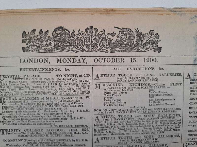 THE TIMES NEWSPAPER London 15th October 1900