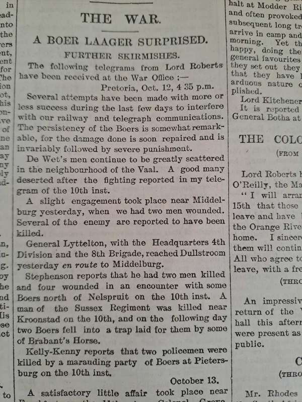 THE TIMES NEWSPAPER London 15th October 1900