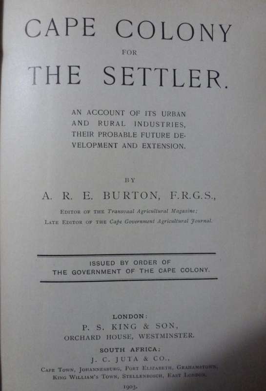 CAPE COLONY FOR THE SETTLER
