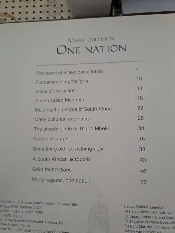 MANY CULTURES ONE NATION - PRESIDENTAL INAUGURATION 10 MAY 1994
