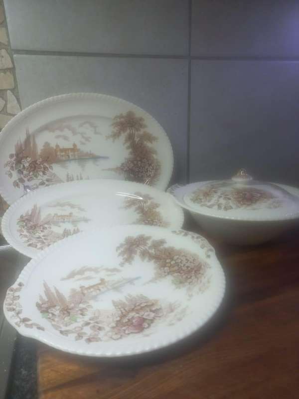 Vintage Johnson Bros Castle on the lake Serving Set
