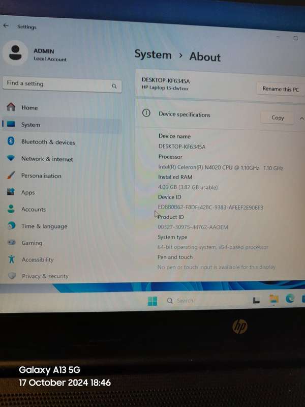 HP 15 DW1XXX Intel Celeron N4020 , 4GB RAM, 256GB SSD | Ideal Starter Laptop |