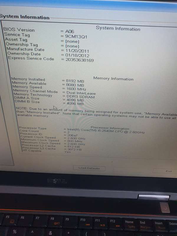 DELL LATITUDE E6320 CORE i5 2ND GEN 8GB RAM