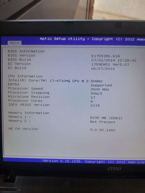 LATE ENTRY MSI MS-1759 GAMING LAPTOP CORE i7 12GB RAM