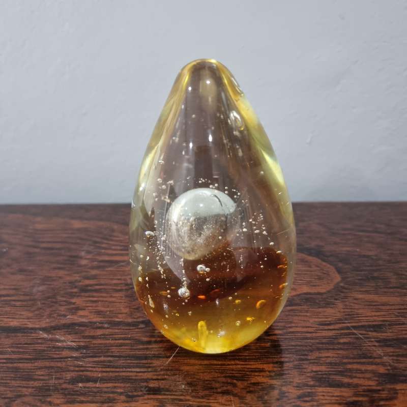 Blown Glass Paper Weight Vintage Controlled Bubbles