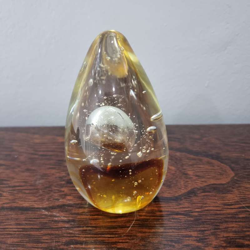 Blown Glass Paper Weight Vintage Controlled Bubbles