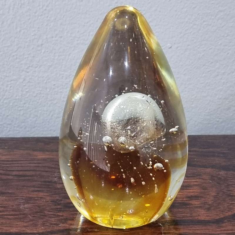 Blown Glass Paper Weight Vintage Controlled Bubbles